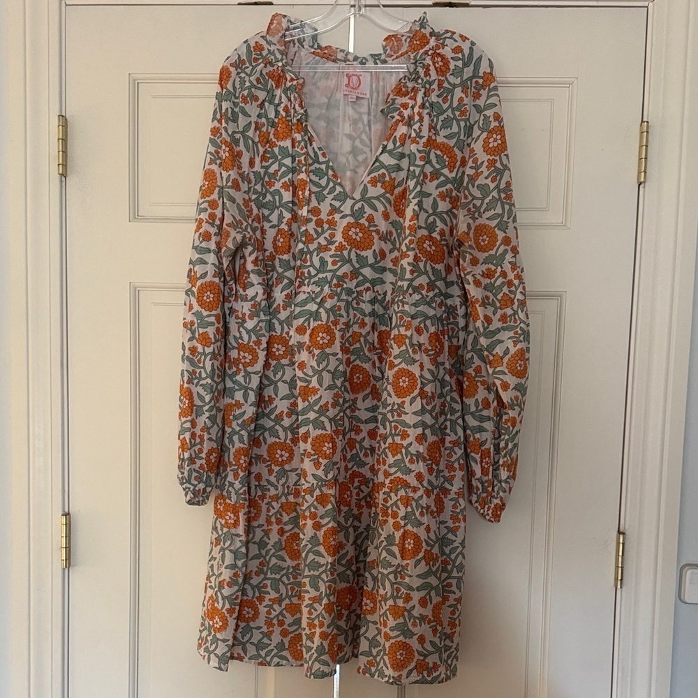 Floral Dress with Orange and Green Accents 3XL